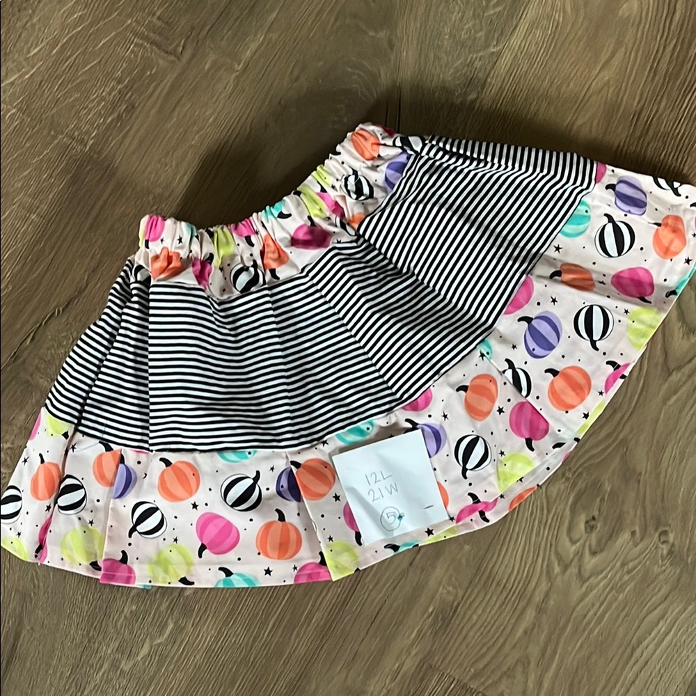 Colorful Striped and Planet Print Skirt